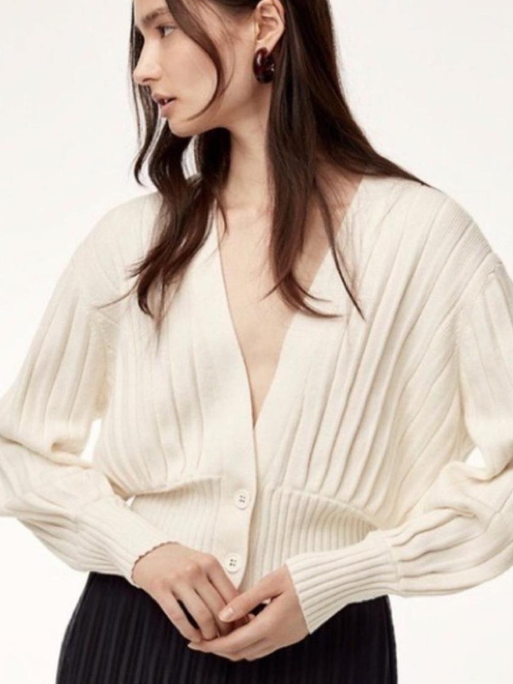 Wilfred Front Plunge Cream Cardigan